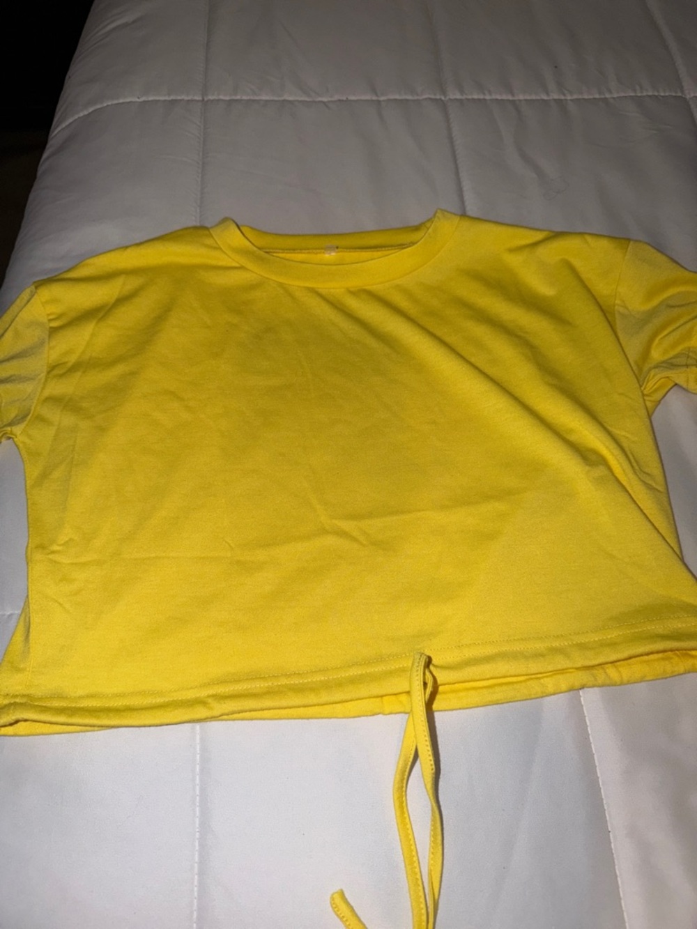Bright Yellow Cropped Drawstring Tee